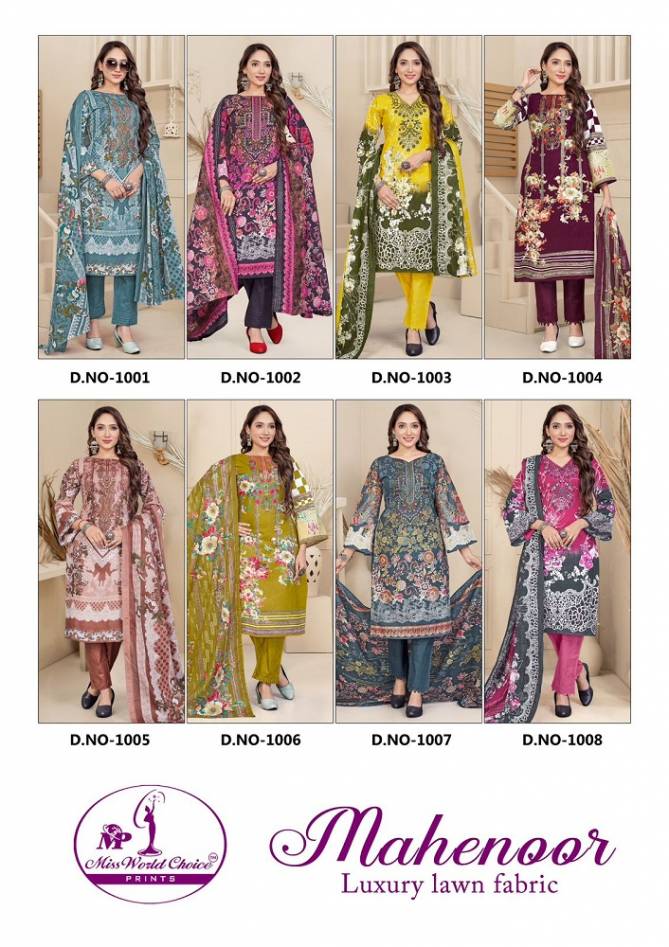 Mahenoor Vol 1 By Miss World Lawn Cotton Dress Material Wholesale Clothing Suppliers In India
